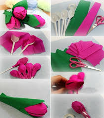Tulpen Basteln Eine Idee Aus Plastikloffeln Und Krepppapier Tulpen Basteln Blumen Basteln Blumen Basteln Aus Papier