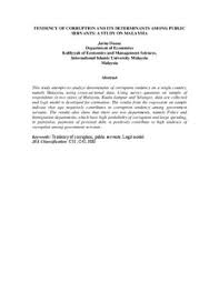 Corruption is seen as a major problem in malaysia. Tendency Of Corruption And Its Determinants Among Public Servants A Case Study On Malaysia Munich Personal Repec Archive