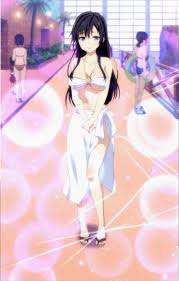 sanshokuin sumireko, ore wo suki nano wa omae dake ka yo, highres, tagme,  bikini, black hair, covered erect nipples, fence, indoors, intertube,  multiple girls, navel, sarong, swimsuit - Image View - |