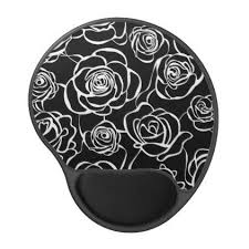 Black And White Mouse Pad Black And White Roses On Black Background Gel Mouse Pad Girly Gifts Girls Gift Ideas Unique Special Black And White Roses White Roses Black And White