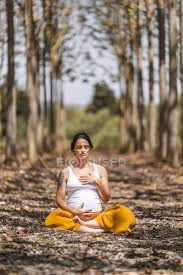 How to pose in pictures while pregnant. Calm Adult Pregnant Woman Practicing Yoga While Sitting In Pose Lotus On Ground In Park Lotus Pose Mother Stock Photo 313130550