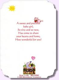 Baby Girl Card Verses By Moonstone Treasures Baby Girl Cards Baby Card Messages Baby Cards