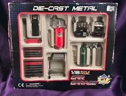 Kintoy Wt Die Cast Metal Car Garage 1 18 Scale 10 Pc Garage Tools Nib Ks1001w Dioramas Maquetas Herramientas