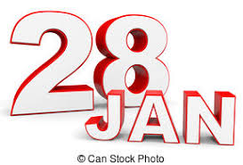 Home halaat 28 januari 2019. Illustration 28 Januari Achtergrond Tekst Witte 3d Canstock