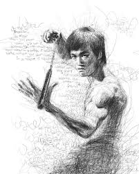 Malaysia Based Illustrator Vince Low Uses A Playful Scribbling Technique To Produce His Energetic Black And White Portraits He Fir Bruce Lee Art Bruce Lee Art