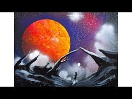 Scape With Galaxy Space Planet Acrylic Beginning Painting Tutorial Liquitex Spray Paint The Art Sherpa Community The Art Sherpa