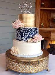 Image Result For Navy Blue And Rose Gold Wedding Cake Rose Gold Wedding Cakes Wedding Cake Navy Navy Blue Wedding Cakes