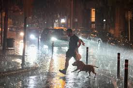 Tiempo mañana 2026 forecast showing DANA Adam torrential rain over Spain and stormy Miami skies