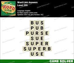 We have included the 20 most popular puzzles below, but you can find hundreds more by browsing the categories at the bottom, or visiting our homepage. Word Link Level 255 Answers Game Solver