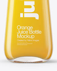 Clear Glass Bottle With Orange Juice Mockup In Bottle Mockups On Yellow Images Object Mockups