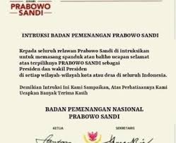 Check spelling or type a new query. Benar Klarifikasi Surat Edaran Intruksi Memasang Spanduk Ucapan Selamat Terpilihnya Prabowo Sandi Sebagai Presiden Dan Wakil Presiden Turnbackhoax Id