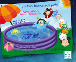 Chip N Dale Rescue Rangers Pound Of The Baskervilles Ready To Have Some Fun In The Sun With These Tsum Tsums Looks Like The Pool Party Birthday Invitations Pool Party Invitations Swim Party Invitations
