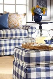Black And White Buffalo Plaid Chair And Ottoman Blue Check Blue Decor French Country Living Room Blue White Decor