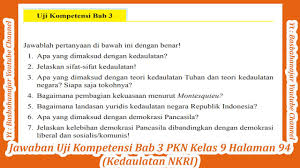 Sekarang pasti kamu lagi cari referensi buat jawab soal soal uji kompetensi bab 3 pkn kelas 12 kurikulum 2013 kan. Jawaban Uji Kompetensi Bab 3 Pkn Kelas 9 Halaman 94 Kedaulatan Nkri Youtube