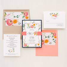 Bundled Wedding Invitations Beacon Lane Wedding Invitations Coral Wedding Invitations Coral Invitations Floral Envelope Liner