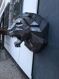 Roaring Lion Head Digital Files For Papercraft Printable Pdf Template Dxf Drawings For Silhouette 3d Origami Low Poly Model Diy In 2021 Sheet Metal Art Steel Art Metal Art