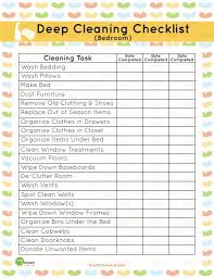 Printable Deep Cleaning Bedroom Checklist List Clean