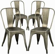Sibau italian dining chairs set of (4) slatted wood danish mcm contemporary. Amazon Com Dining Chairs Set Of 4 Metal Chairs Patio Chair Dining Room Kitchen Chair 18 Inches Seat Height Tolix Restaurant Chairs Trattoria Metal Indoor Outdoor Chairs Bar Stackable Chair Furniture Decor