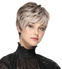 Gray Wigs Good Pixie Wigs Lightest Grey Blend Rooted Medium Brown