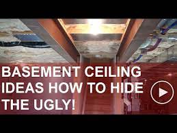 I covered an ugly concrete wall in my basement laundry area using a dollar store shower curtain. Basement Ceiling Ideas Planning Your Way Around The Obstacles Youtube