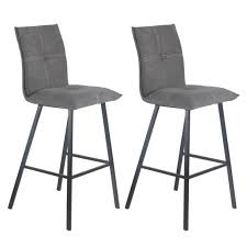 Bas, haut, bois, cuir.consultez nos prix ! Lagos Lot De 2 Tabourets Gris Anthracite Hauteur 76cm Altobuy Fr