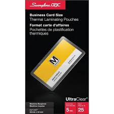 Starting at $19.99 / 100 cards. Swingline Gbc Ultraclear Thermal Laminating Pouch 2 3 16 X 3 11 16 5 Mil Business Card Size 25 Pack Staples Ca