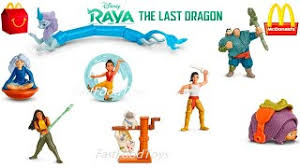 A small toy or book is included with the food, both of which are usually contained in a red cardboard box with a yellow smiley face and the mcdonald's logo. 2021 Mcdonald S Disney Raya And The Last Dragon Movie Happy Meal Toys Next After Pokemon Full Set 8 Youtube