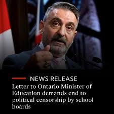 School boards shouldn't punish people for respectful disagreement. Lawyers  for Catherine Kronas an elected School Councillor, have written to Ontario  Minister of Education, the Honourable Paul Calandra, urging him to  introduce legislation