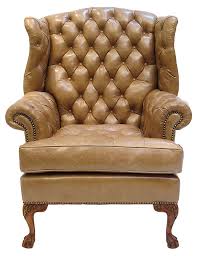 One Kings Lane The Sophisticated Study English Tufted Leather Library Chair Leather Wingback Chair Library Chair Leather Chair