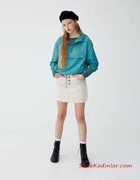 12 13 Yas Kombinleri Beyaz Mini Etek Turkuaz Mavi Sweart Siyah Ankle Bot Mini Etek Moda Stilleri Moda