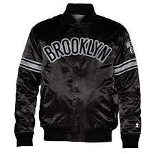 Brooklyn Nets Starter Satin Full Button Jacket Black New England Patriots Apparel Jackets New York Knicks