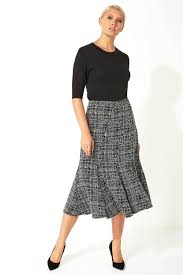 Unlined skirt marvelous designs and available in a tremendous collection of colors on sefamerve.com. Fit And Flare Textured Midi Skirt In Black Roman Originals Uk