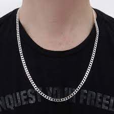 Conjunto de aros ou elos metálicos ligados uns aos outros (ex.: Corrente Prata 925 Modelo Grumet Quadrada Reidasjoias