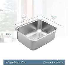 Check spelling or type a new query. Moen Gs18190 18000 Series 23 5 Inch 18 Gauge Undermount Single Bowl Stainless Steel Kitchen Sink 9 Inch Depth Amazon Com