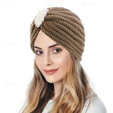 cappelli invernali in maglia con turbante gioiello per donna cappelli caldi  in maglia per donna fascia calda berretti incrociati intrecciati del 2024 a  € 7.99