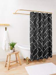 White Line Square Pattern Truchet Pattern Illustration Cool Modern Art Abstract Art Fractal Art Black And White Shower Curtain By Ey Jumpman Gray Shower Curtains White Shower Curtain Gold Shower Curtain
