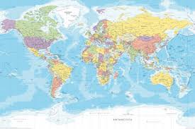 Carta murale, plastificata scrivibile, con aste in legno e ganci per affissione. Mappe Del Mondo Da Parete Mappe Planisfero Europosters It