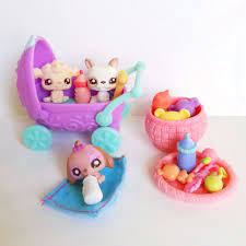 Littlest Pet Shop Cutest Baby Bulldog Poodle Dachshund 2554 2626 2628 Stroller Little Pet Shop Toys Pet Shop Baby Bulldog