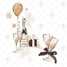 New Year Clip Art Fashion Birthday Party Clipart Winter Gold Glitter Champagne Planner Stickers Engagement Bachelorette Party Diy Invitation In 2020