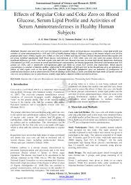 Pdf Effects Of Regular Coke And Coke Zero On Blood Glucose Serum Lipid Profile And Activities Of Serum Aminotransferases In Healthy Human Subjects