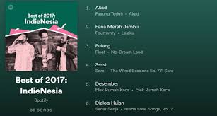Lagu indonesia terbaru dan terbaik sangat banyak sekali dicari oleh para netizen pecinta musik baik dari dalam negeri maupun luar negeri. Inilah 30 Lagu Indie Terbaik Indonesia Versi Spotify Tahun 2017