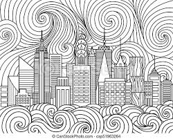 Free adult coloring pages featuring animals, patterns and more. New York City Skyline Line Art Design Of New York City Skyline For Design Element And Adult Coloring Book Page Vector Canstock