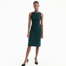 Belted Sheath Dress In Black Watch Tartan Black Watch Tartan Knit Sheath Dress Dresses
