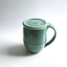 Ceramic Mug With Lid In Celadon Green Lidded Mug By Dovecotedesign 28 00 Pottery Mugs Pottery Cups Mugs