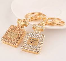 Pink White Gold Chanel No 5 Perfume Inspired Keychain Bag Charm Kcae Heart Key Ring Bijoux De Sac Porte Cle Porte Clef