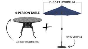 60 inch round patio table with umbrella hole. Patio Umbrella Size Guide What Size Umbrella To Use For Your Patio Space Bbqguys
