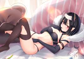 dongyue sakura, ariel (kumo desu ga nani ka?), kumoko (kumo desu ga nani ka?),  kumo desu ga nani ka?, absurdres, highres, 2girls, black gloves, black  hair, black panties, black thighhighs, breasts, brown
