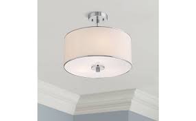 Elsa Modern Ceiling Light Semi Flush Mount Fixture Chrome 16 Wide White Fabric Drum Shade For Bedroom Kitchen Living Room Hallway Bathroom Possini Euro Design Amazon Com