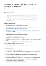 Diarynote resdedesouth resdedesouth > checklist persiapan majlis perkahwinan pdf download bewerbe n navidad limeware claus tabak 2017122 r. Pdf Tips Wedding Planning Checklist Daftar List Persiapan Pernikahan Fotografer Pernikahan Prewedding Photographer Jogja Poetrafoto And Mishbahul Munir Poetrafoto Photography Academia Edu