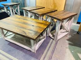 Rated 5 out of 5 stars. Farmhouse Living Room Set End Tables Set And Coffee Table With Distressed White Base And Provincial Top Rustic Living Room Furniture X